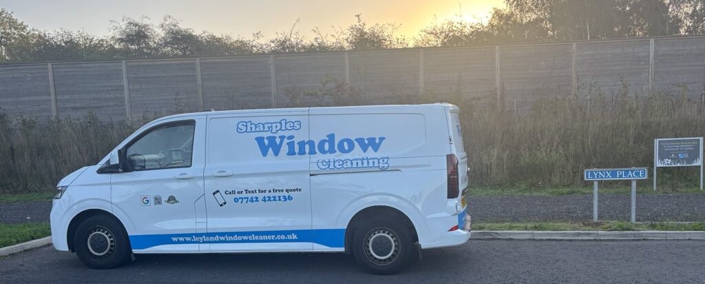 Sharples Window Cleaning van on Lynx Place in Midge Hall, Leyland