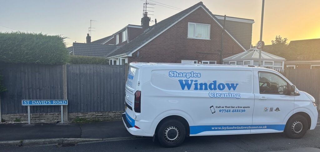 Sharples Window Cleaning van on St David’s Road in Farington